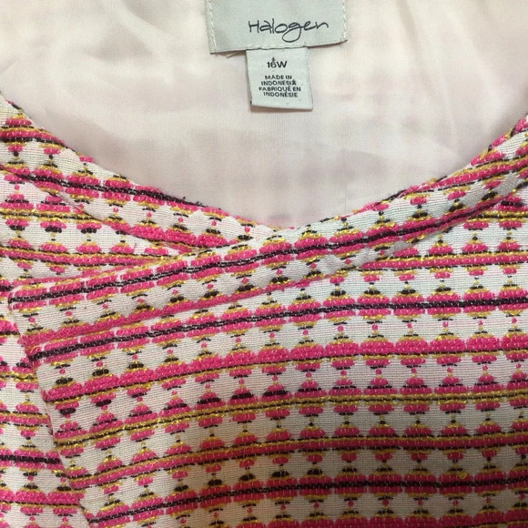 Halogen Moto Open Geometric Blazer Zip Pockets Plus 16W Curvy Mod Pink Orange - Picture 2 of 9